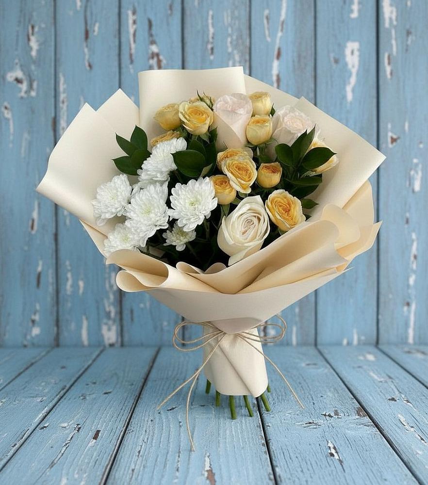 Букет цветов из: Розы и Хризантемы в Плюссе