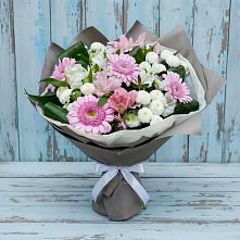 Букет цветов из:  Герберы, Альстромерии и Хризантемы #REPLACE_PRED# Плюссе