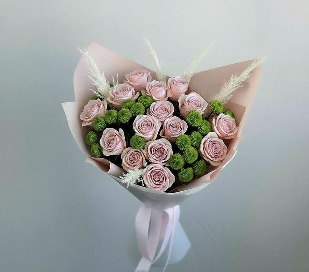 Букет цветов из: Розы и Хризантемы в Плюссе