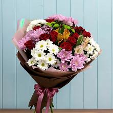 Букет цветов из:  Розы, Хризантемы и Альстромерии в Плюссе