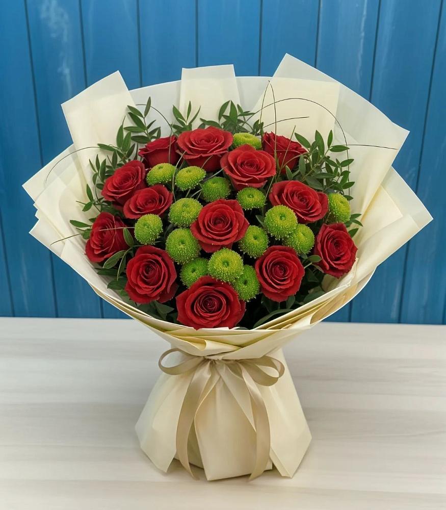 Букет цветов из: Розы и Хризантемы в Плюссе