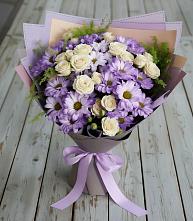 Букет цветов из:  Хризантемы и Розы в Плюссе